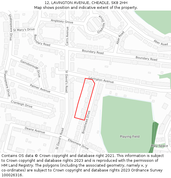 12, LAVINGTON AVENUE, CHEADLE, SK8 2HH: Location map and indicative extent of plot