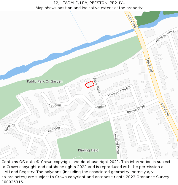 12, LEADALE, LEA, PRESTON, PR2 1YU: Location map and indicative extent of plot