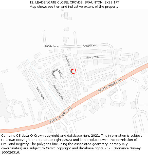 12, LEADENGATE CLOSE, CROYDE, BRAUNTON, EX33 1PT: Location map and indicative extent of plot
