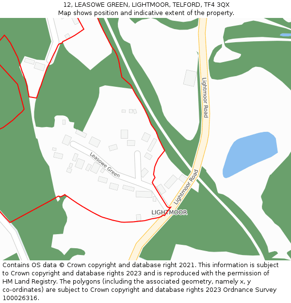 12, LEASOWE GREEN, LIGHTMOOR, TELFORD, TF4 3QX: Location map and indicative extent of plot
