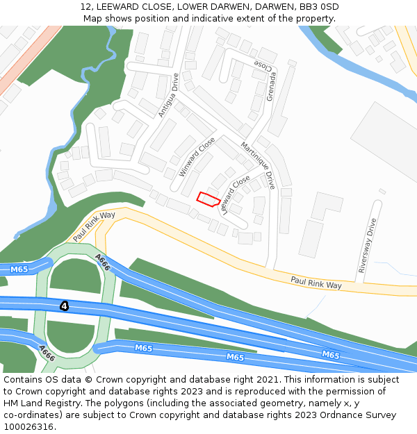 12, LEEWARD CLOSE, LOWER DARWEN, DARWEN, BB3 0SD: Location map and indicative extent of plot