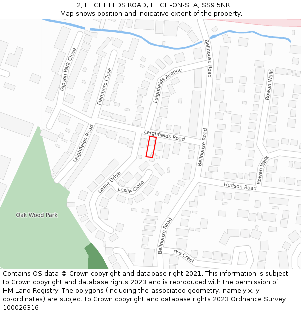 12, LEIGHFIELDS ROAD, LEIGH-ON-SEA, SS9 5NR: Location map and indicative extent of plot