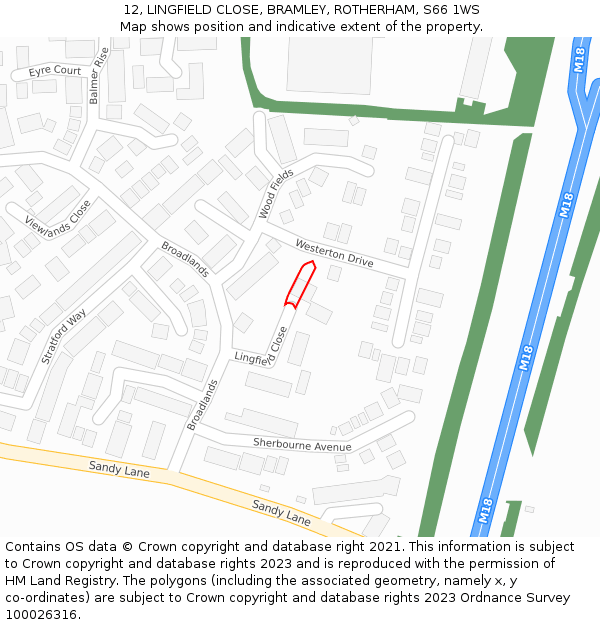 12, LINGFIELD CLOSE, BRAMLEY, ROTHERHAM, S66 1WS: Location map and indicative extent of plot