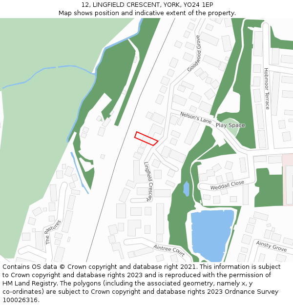 12, LINGFIELD CRESCENT, YORK, YO24 1EP: Location map and indicative extent of plot