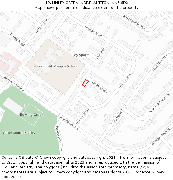 12, LINLEY GREEN, NORTHAMPTON, NN5 6DX: Location map and indicative extent of plot