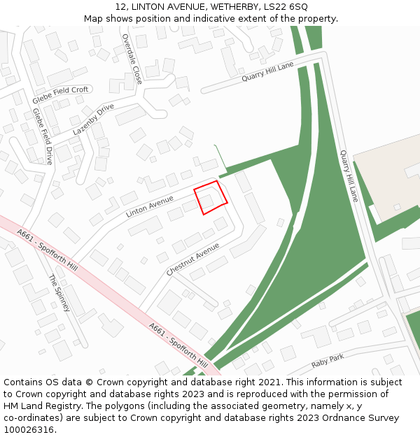 12, LINTON AVENUE, WETHERBY, LS22 6SQ: Location map and indicative extent of plot