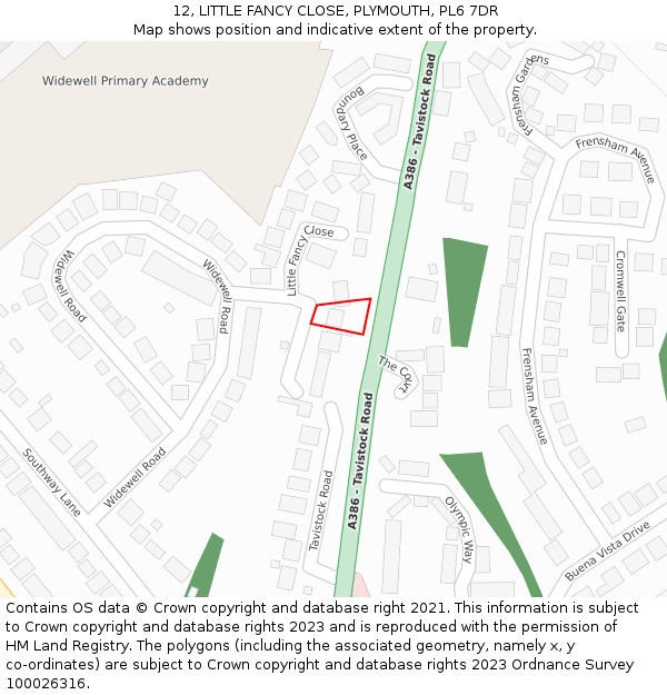 12, LITTLE FANCY CLOSE, PLYMOUTH, PL6 7DR: Location map and indicative extent of plot