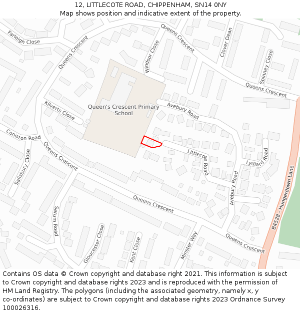 12, LITTLECOTE ROAD, CHIPPENHAM, SN14 0NY: Location map and indicative extent of plot