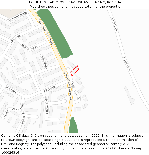 12, LITTLESTEAD CLOSE, CAVERSHAM, READING, RG4 6UA: Location map and indicative extent of plot