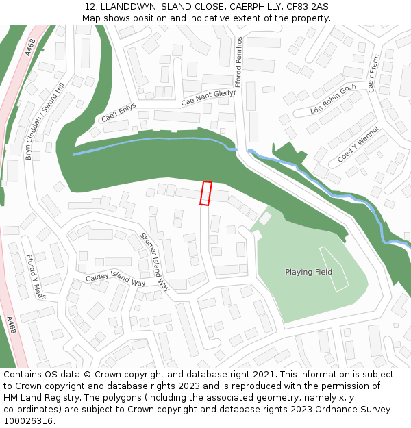 12, LLANDDWYN ISLAND CLOSE, CAERPHILLY, CF83 2AS: Location map and indicative extent of plot