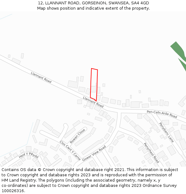 12, LLANNANT ROAD, GORSEINON, SWANSEA, SA4 4GD: Location map and indicative extent of plot