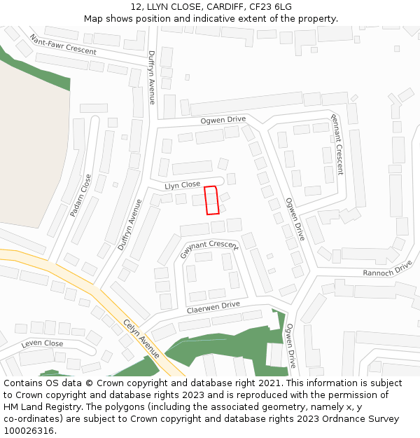 12, LLYN CLOSE, CARDIFF, CF23 6LG: Location map and indicative extent of plot