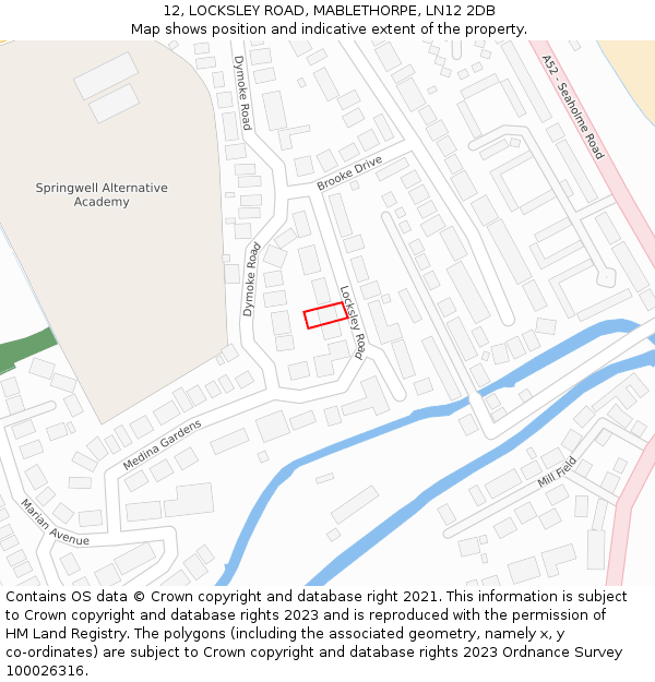 12, LOCKSLEY ROAD, MABLETHORPE, LN12 2DB: Location map and indicative extent of plot