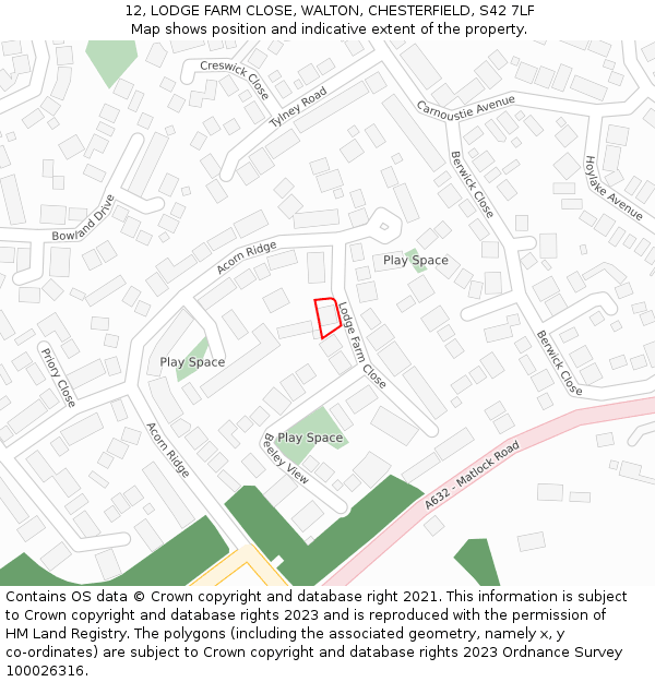 12, LODGE FARM CLOSE, WALTON, CHESTERFIELD, S42 7LF: Location map and indicative extent of plot