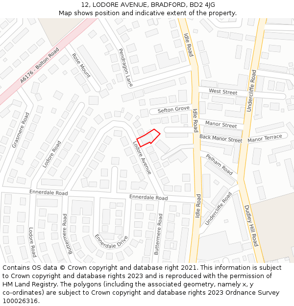 12, LODORE AVENUE, BRADFORD, BD2 4JG: Location map and indicative extent of plot