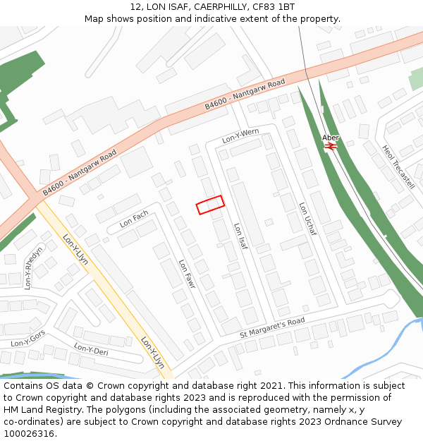 12, LON ISAF, CAERPHILLY, CF83 1BT: Location map and indicative extent of plot