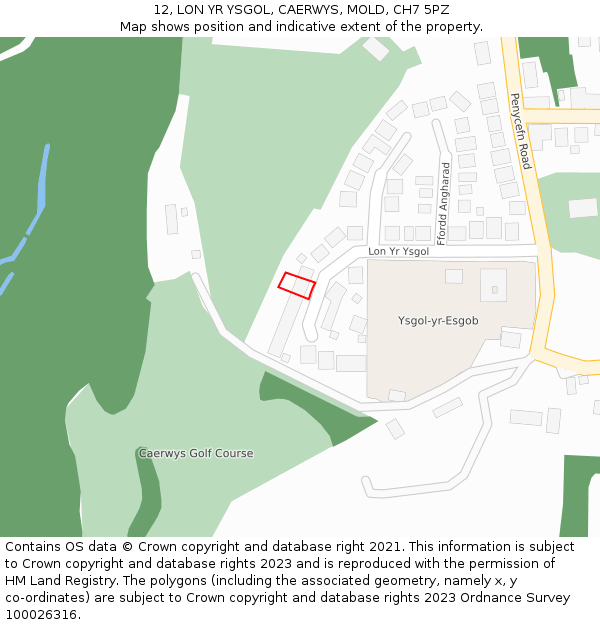 12, LON YR YSGOL, CAERWYS, MOLD, CH7 5PZ: Location map and indicative extent of plot