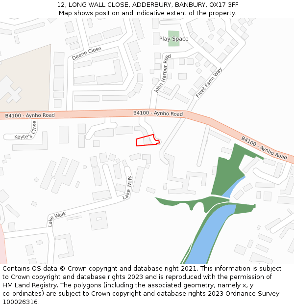 12, LONG WALL CLOSE, ADDERBURY, BANBURY, OX17 3FF: Location map and indicative extent of plot