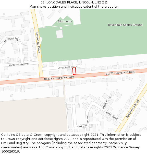 12, LONGDALES PLACE, LINCOLN, LN2 2JZ: Location map and indicative extent of plot