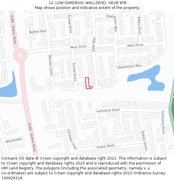 12, LOW GARDENS, WALLSEND, NE28 9FB: Location map and indicative extent of plot