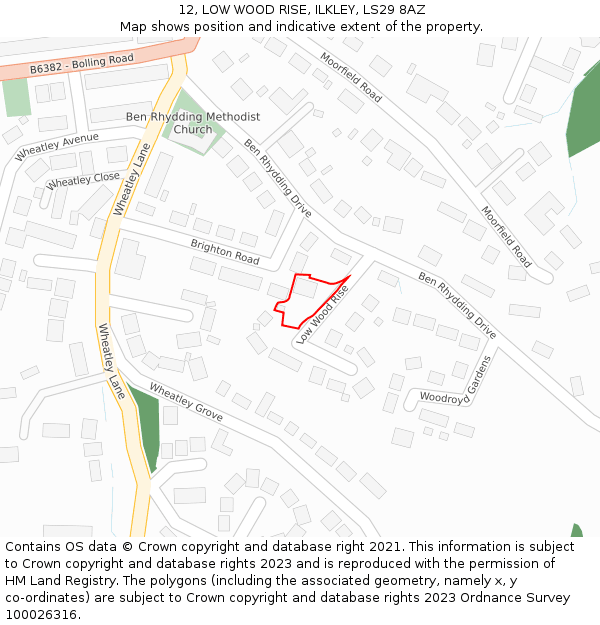 12, LOW WOOD RISE, ILKLEY, LS29 8AZ: Location map and indicative extent of plot