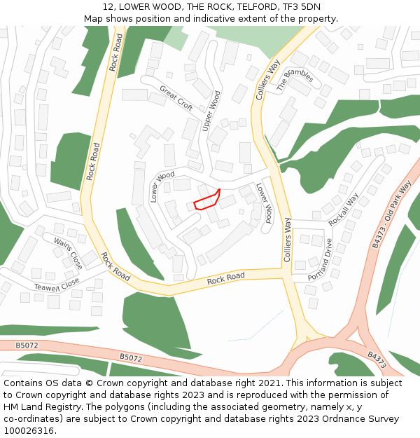 12, LOWER WOOD, THE ROCK, TELFORD, TF3 5DN: Location map and indicative extent of plot