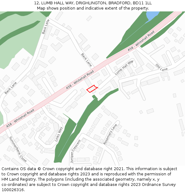 12, LUMB HALL WAY, DRIGHLINGTON, BRADFORD, BD11 1LL: Location map and indicative extent of plot