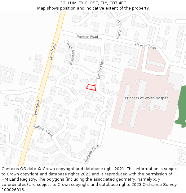 12, LUMLEY CLOSE, ELY, CB7 4FG: Location map and indicative extent of plot