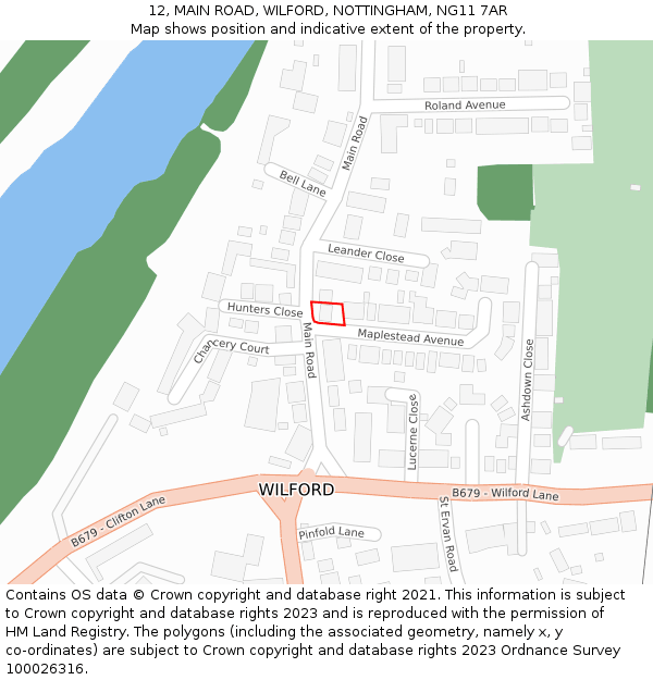 12, MAIN ROAD, WILFORD, NOTTINGHAM, NG11 7AR: Location map and indicative extent of plot