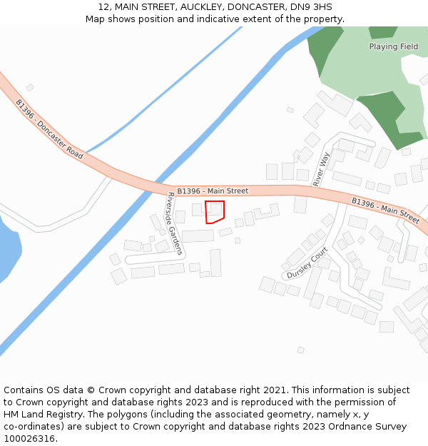 12, MAIN STREET, AUCKLEY, DONCASTER, DN9 3HS: Location map and indicative extent of plot