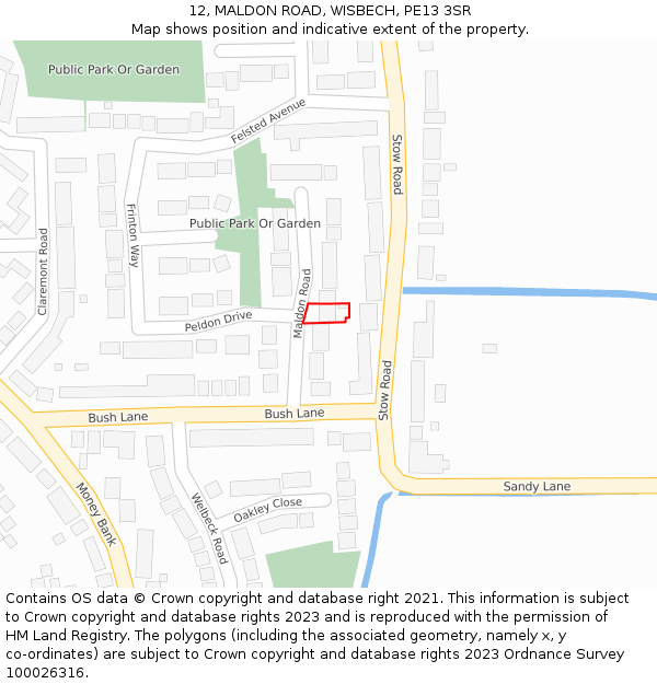 12, MALDON ROAD, WISBECH, PE13 3SR: Location map and indicative extent of plot