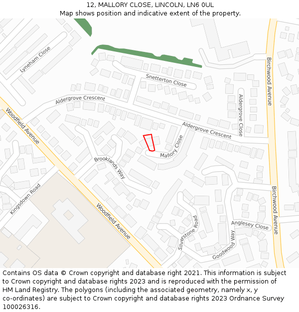 12, MALLORY CLOSE, LINCOLN, LN6 0UL: Location map and indicative extent of plot
