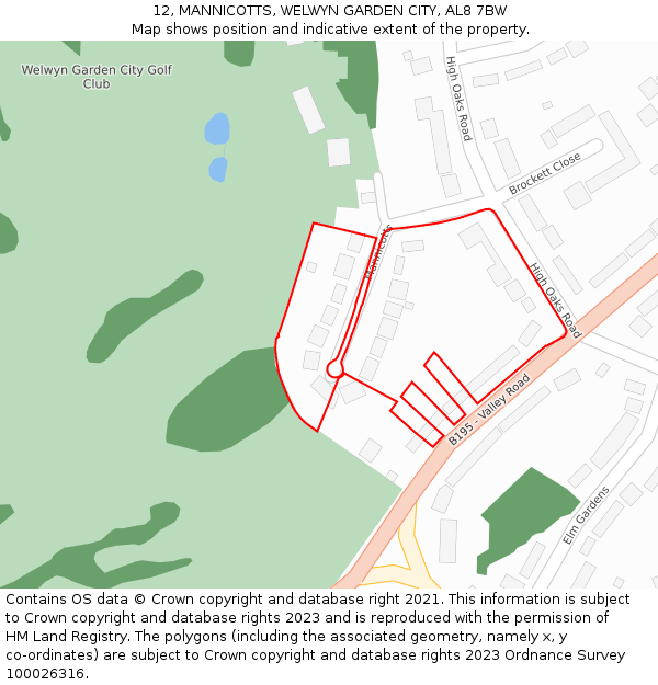 12, MANNICOTTS, WELWYN GARDEN CITY, AL8 7BW: Location map and indicative extent of plot