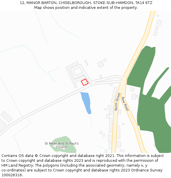 12, MANOR BARTON, CHISELBOROUGH, STOKE-SUB-HAMDON, TA14 6TZ: Location map and indicative extent of plot