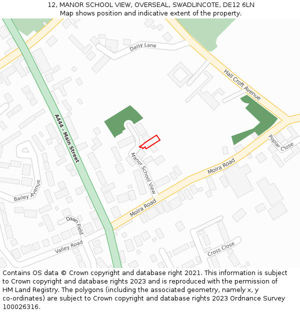 12, MANOR SCHOOL VIEW, OVERSEAL, SWADLINCOTE, DE12 6LN: Location map and indicative extent of plot