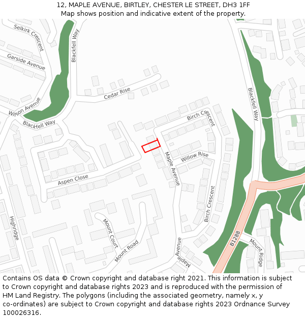 12, MAPLE AVENUE, BIRTLEY, CHESTER LE STREET, DH3 1FF: Location map and indicative extent of plot