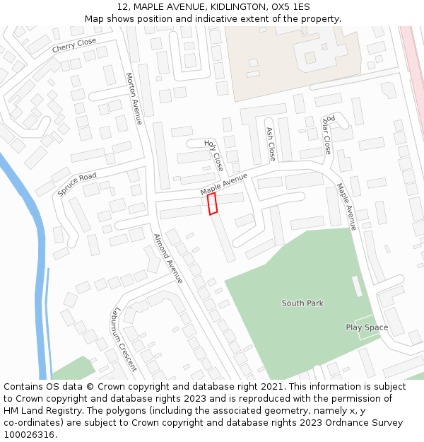 12, MAPLE AVENUE, KIDLINGTON, OX5 1ES: Location map and indicative extent of plot