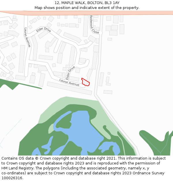 12, MAPLE WALK, BOLTON, BL3 1AY: Location map and indicative extent of plot