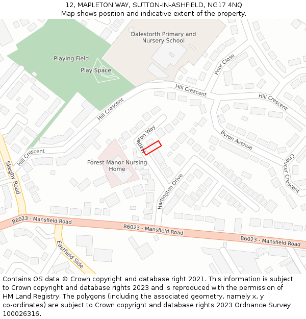 12, MAPLETON WAY, SUTTON-IN-ASHFIELD, NG17 4NQ: Location map and indicative extent of plot