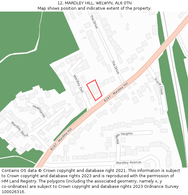 12, MARDLEY HILL, WELWYN, AL6 0TN: Location map and indicative extent of plot