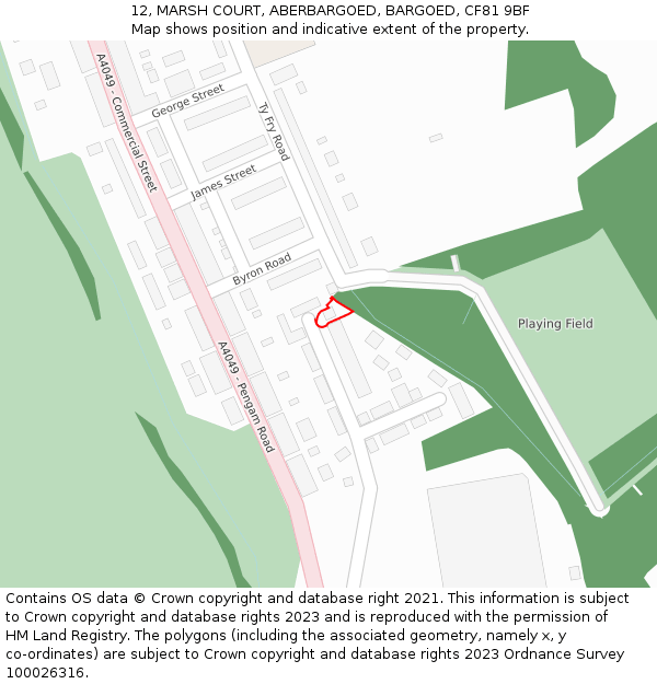 12, MARSH COURT, ABERBARGOED, BARGOED, CF81 9BF: Location map and indicative extent of plot