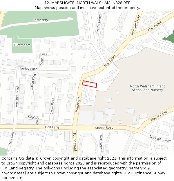 12, MARSHGATE, NORTH WALSHAM, NR28 9EE: Location map and indicative extent of plot