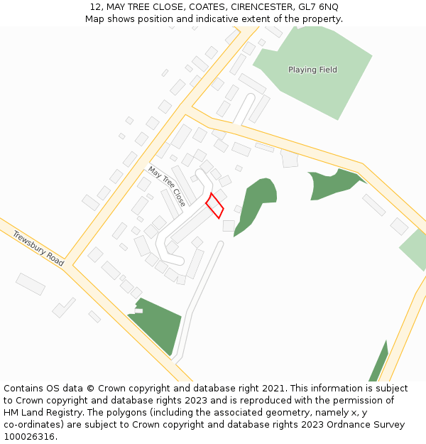 12, MAY TREE CLOSE, COATES, CIRENCESTER, GL7 6NQ: Location map and indicative extent of plot