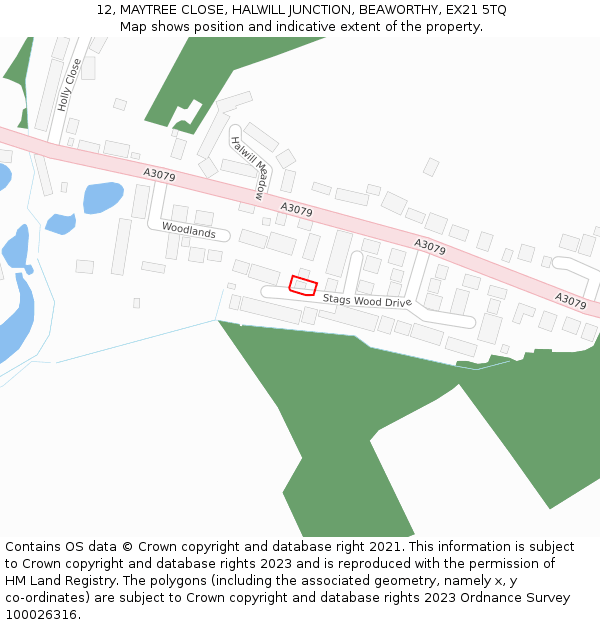 12, MAYTREE CLOSE, HALWILL JUNCTION, BEAWORTHY, EX21 5TQ: Location map and indicative extent of plot