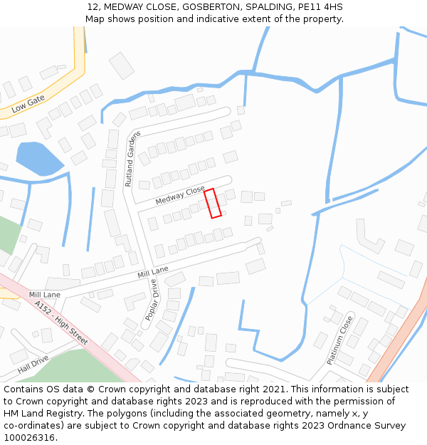 12, MEDWAY CLOSE, GOSBERTON, SPALDING, PE11 4HS: Location map and indicative extent of plot