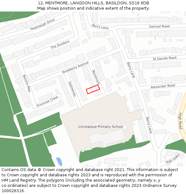 12, MENTMORE, LANGDON HILLS, BASILDON, SS16 6DB: Location map and indicative extent of plot