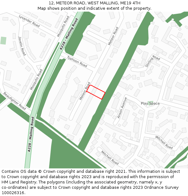 12, METEOR ROAD, WEST MALLING, ME19 4TH: Location map and indicative extent of plot