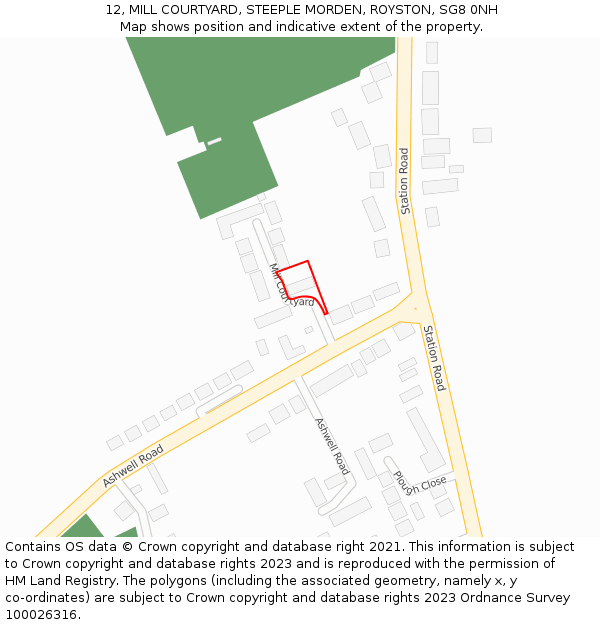 12, MILL COURTYARD, STEEPLE MORDEN, ROYSTON, SG8 0NH: Location map and indicative extent of plot