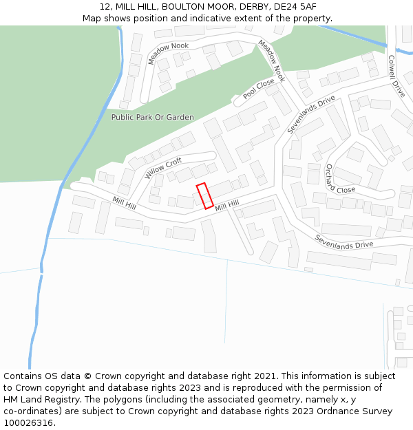 12, MILL HILL, BOULTON MOOR, DERBY, DE24 5AF: Location map and indicative extent of plot