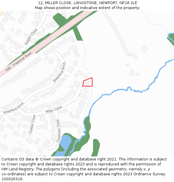 12, MILLER CLOSE, LANGSTONE, NEWPORT, NP18 2LE: Location map and indicative extent of plot